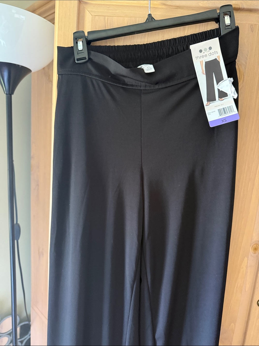 Three Dots Women's Black Wide-Leg Solid Pants Elastic Waist XS - Picture 3 of 3